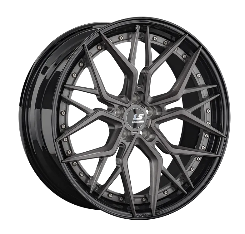 LS Forged LS FG35 Кованый 10.5x21 5x112 ET43 DIA66.6 Черный Обод С Брашированной Насыщенной Темно-Серой Центральной Частью